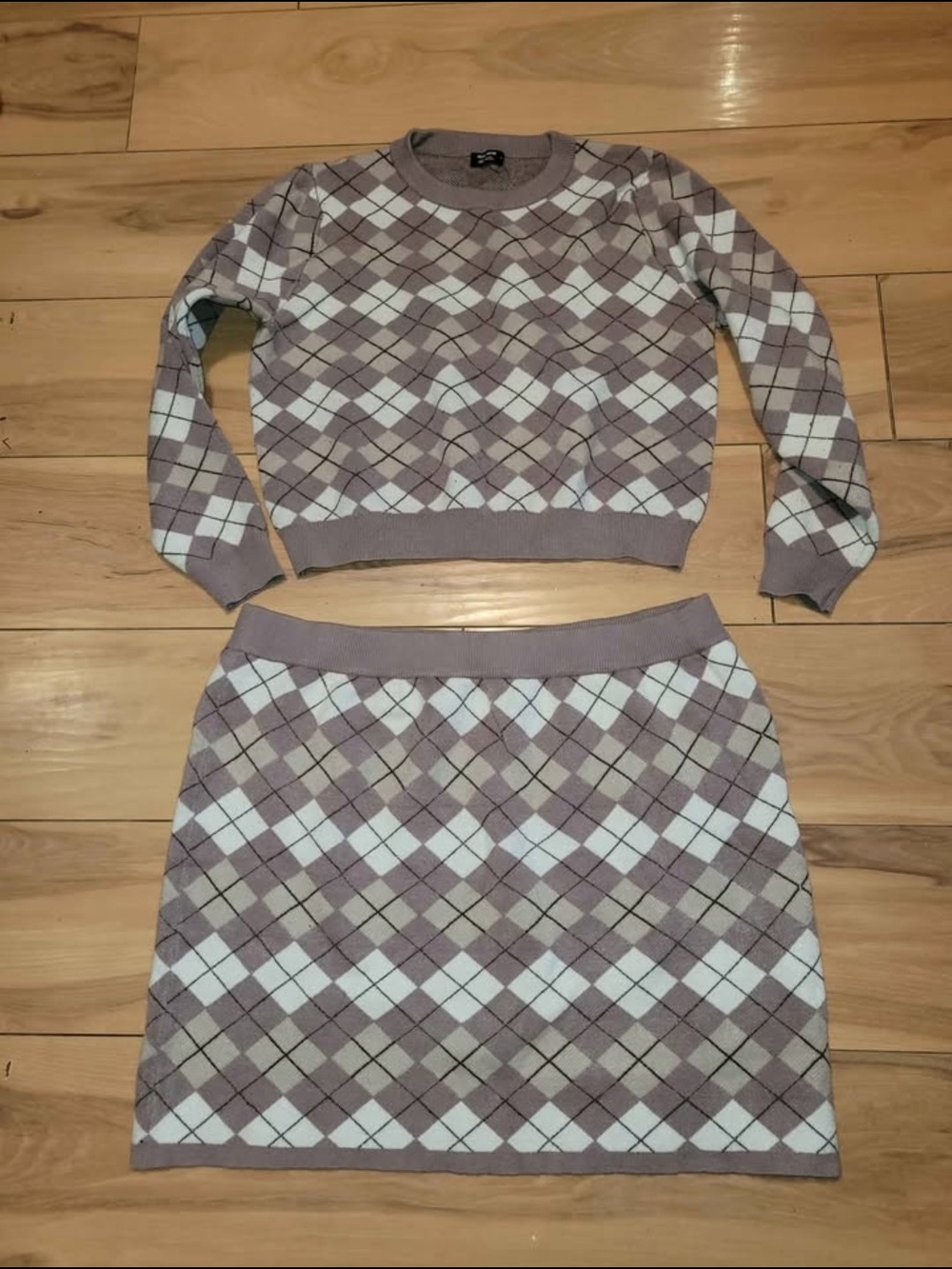 Ardene Curve Argyle Skirt And Top Set